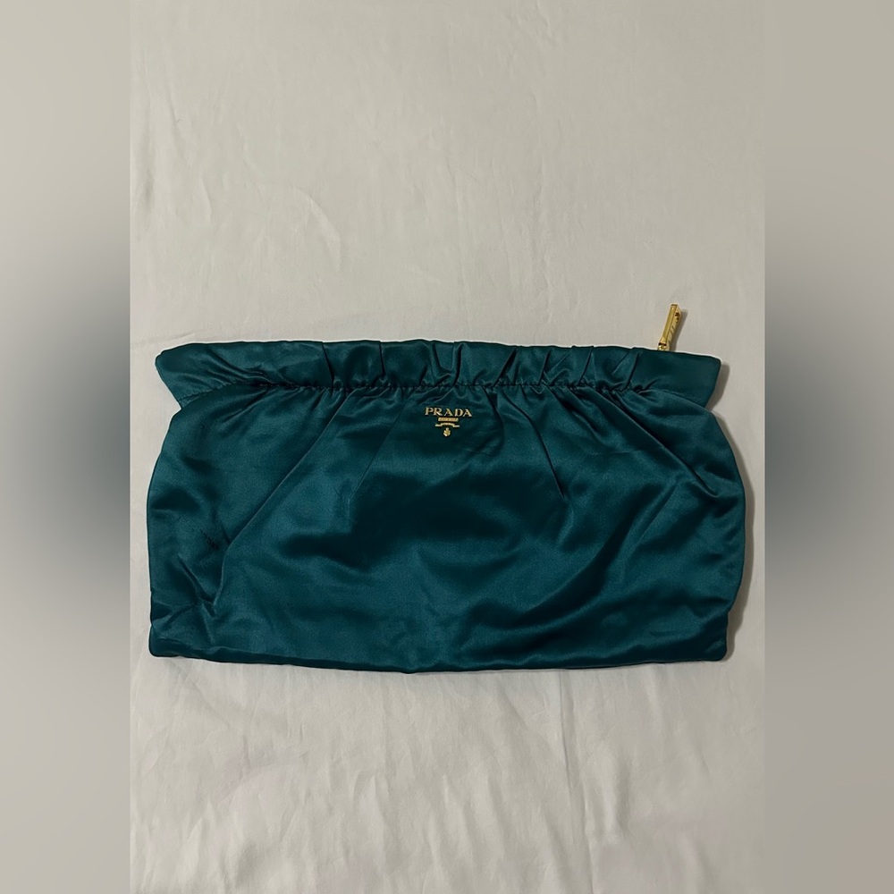 Prada Emerald Satin Pouch